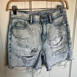 American Eagle Distressed Acid Wash Mom Shorts